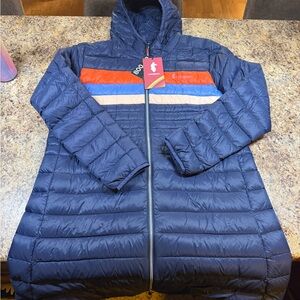 Cotopaxi Blue and Red Puffer Jacket